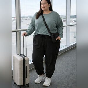 NWT AGB Black Drawstring Cargo Jogger Pants Size 2X